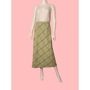 Vintage 70's Style Green Plaid Skirt